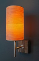 sconce lamp in maple wood against wall 2
